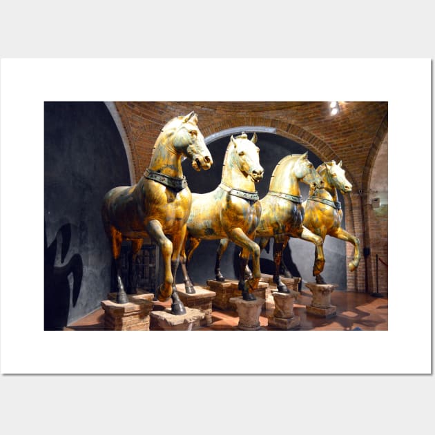 The Triumphal Quadriga of Horses sculpture in St Mark's Basilica, Venice Italy. Wall Art by Peter the T-Shirt Dude